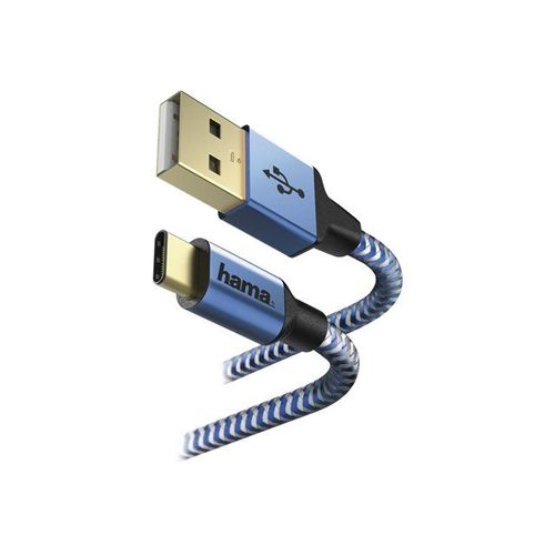 Hama "Reflective" - Câble USB - 24 pin USB-C (M) pour USB (M) - USB 2.0 - 1.5 m - bleu