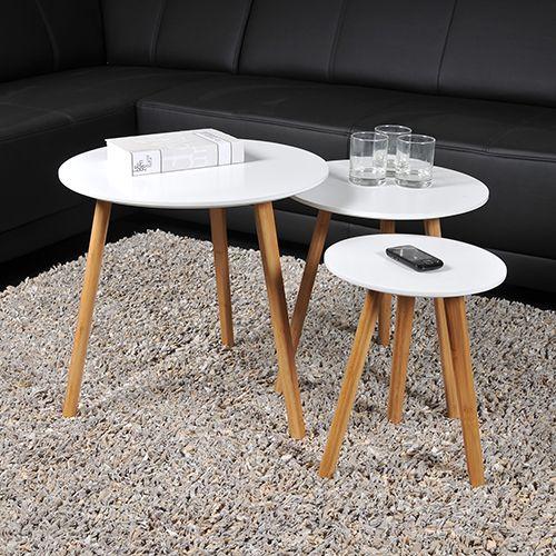 Lot De 3 Tables Basses Gigognes Venus / Blanc