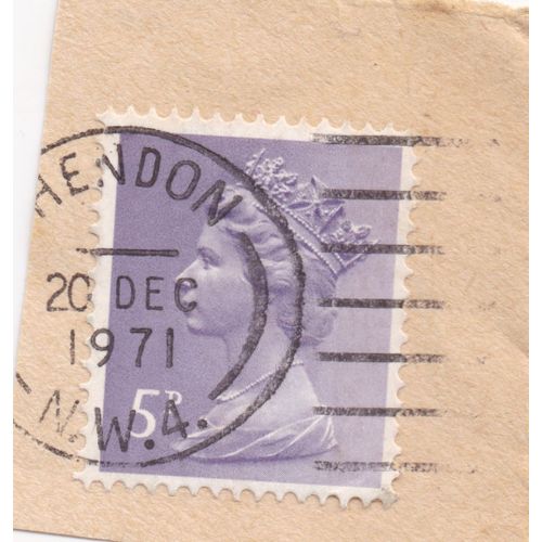 Timbre Royaume Uni : Timbre Oblitéré, Reine Elizabeth I I Profil Gauche Sur Fond Violet Clair, 5 Pence