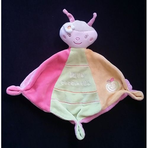 Doudou Plat Melle Coccinelle Maya Rose Vert Jaune Sauthon