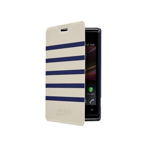 Etui A Rabat Sony Xperia E Jean Paul Gaultier Originale Mariniere Bleu & Beige