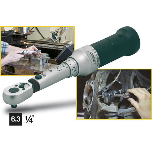 Hazet Clé dynamométrique - Tolérance: 4% - Carré massif 6,3 mm (1/4 pouce) - Longueur totale: 197 mm - Nm min.-max.: 1 - 6 - 6106-1CT