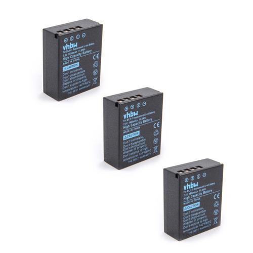 vhbw 3x Li-Ion batterie 1600mAh (7.4V) pour appareil photo DSLR Olympus E-M1 Mark II, HLD-9 poignée à pile