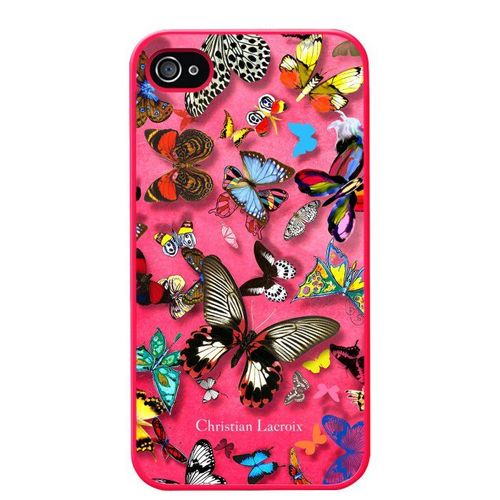 Coque Case Iphone 4 4s Christian Lacroix Butterfly Rose Silicone Rigide (Tpu)