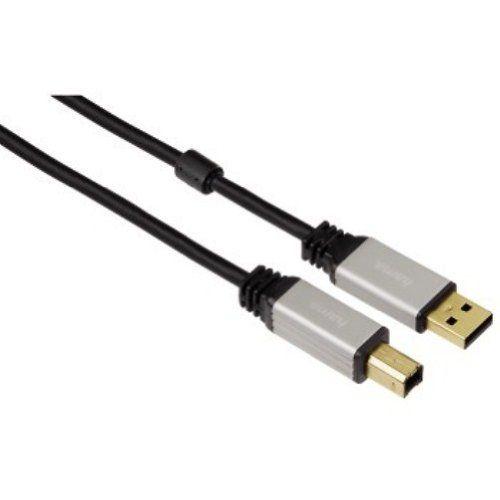 HAMA-Câble USB 2.0.Fiches A M/B M.Contacts dorés.Blindé.Quali 5*.Noir.1,8m