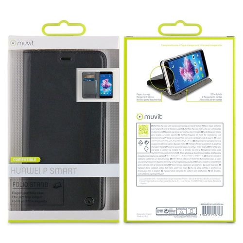 Muvit Etui Folio Stand Noir Pour Huawei P Smart