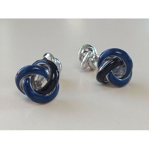 Boutons De Manchettes En Forme De Noeud De Couleurs Argentée Bleu Et Noire Pour De L'élégance ...