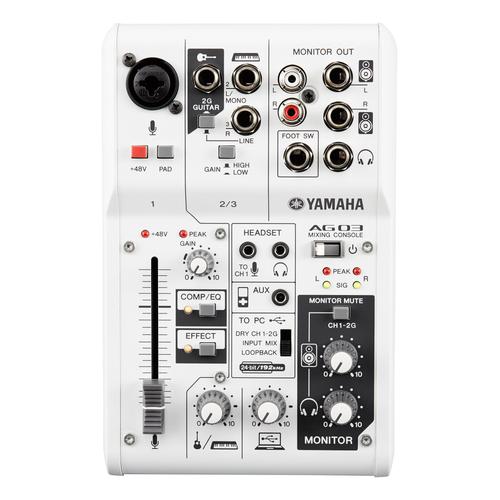 Yamaha Ag03 – Table De Mixage Polyvalente Avec Interface Usb Audio Pour Le Streaming Et L'enregistrement – Blanche