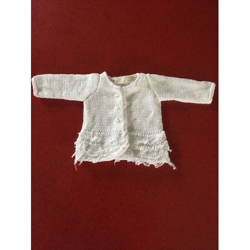 Gilet Tricoté Blanc Taille 3-6 Mois
