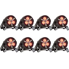 Pack de 8 Projecteurs Par Ibiza Light PAR-MINI-STR - 3x4W DMX LED Dj Fête Club Boîte Nuit Soirée Bar Discothèque Lumière
