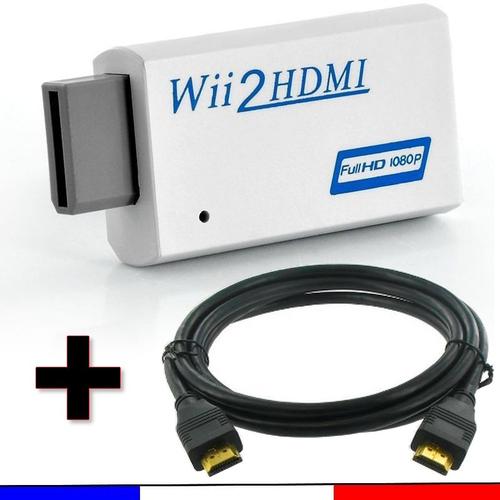 Adaptateur Convertisseur Nintendo Wii vers HDMI + Câble HDMI (comp. Full Hd 1080p)