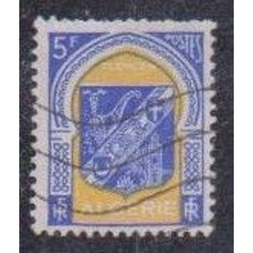 Timbre DAlgérie (Département Français) N°337 C Y&t 5,00 F Bleu Et Jaune Clair Armoirie De Tlemcen
