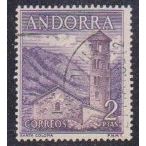 Timbre DAndorre (Espagne) N°56 Y&t 2 P Violet Et Violet-Brun Église De Santa Coloma