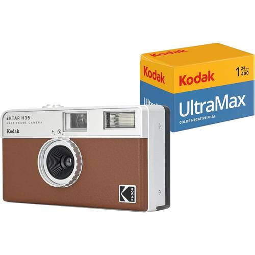 Appareil photo argentique réutilisable Kodak Ektar H35 Marron + Film Kodak Ultramax 24 poses