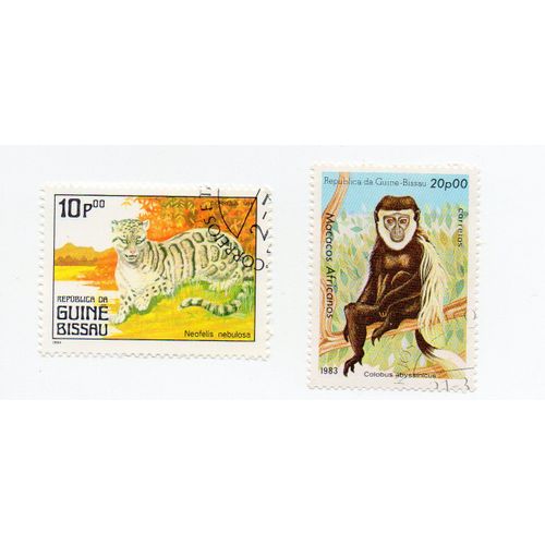 Guinée Bissau- Lot De 2 Timbres Oblitérés- Animaux