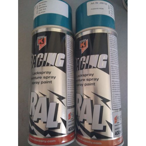 LOT DE 2 BOMBES DE PEINTURE BLEU D'EAU RAL5021