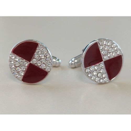 Boutons De Manchettes En Forme De Disque Avec Verre Incrusté De Couleurs Argentée Et Rouge Pour De L'élégance ...