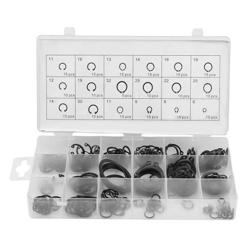 Coffret d'assortiment de circlips pour bagues de retenue à pression interne et externe, 225 pièces, 18 tailles