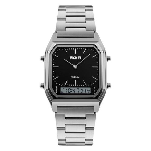 Superbe Montre Double Affichage Analogique + Digital Chic Classique Tendance Youngtimer Style Vintage Des Casio Des Années 70 - Affichage Numérique: Chronomètre Alarme Calendrier... Acier