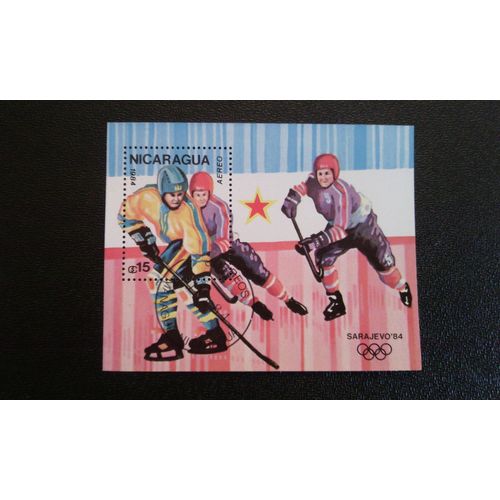 Timbre Nicaragua ( Yt Bf 163 ) 1984 Jeux Olympiques 1984 - Sarajevo