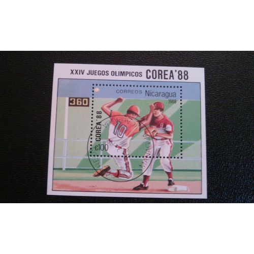 Timbre Nicaragua ( Mi Bl177 ) 1988 Jeux Olympiques 1988 - Séoul