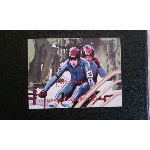 Timbre Nicaragua ( Yt Bf 191 ) 1989 Jeux Olympiques D'hiver 1992 - Albertville