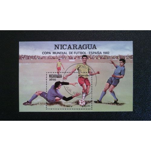 Timbre Nicaragua ( Mi Bl142 ) 1982 Coupe Du Monde De Football