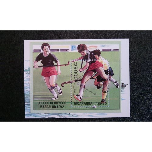 Timbre Nicaragua ( Mi Bl 186 ) 1989 Jeux Olympique Barcelone