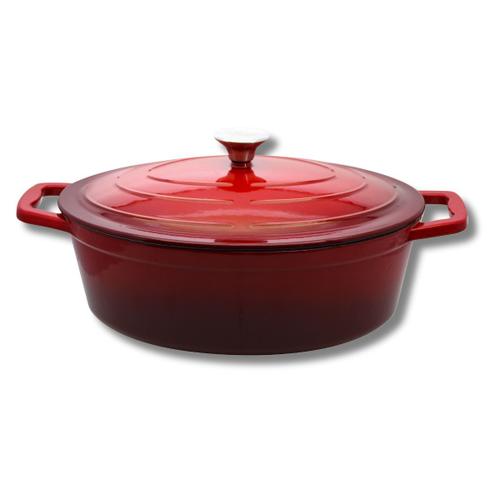 Elo 3073326 Cocotte En Fonte Émaillée Antiadhésive Avec Couvercle, Rouge Cerise, Passe Au Four, Marmite Tous Feux, Faitout Induction 33 Cm 5 L , 4 À 6 Personnes