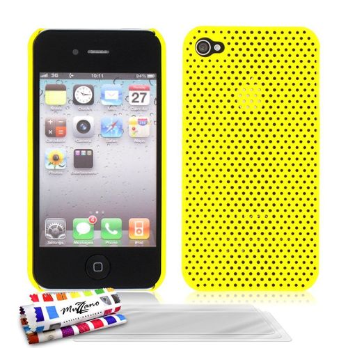 Coque Case Iphone 4 4s Alvéolia Premium Jaune Silicone Rigide (Tpu)