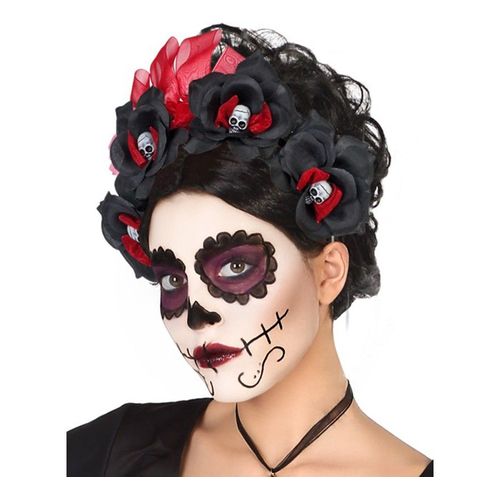 Diadème Avec Fleurs Dia De Los Muertos (Taille Unique Adulte)
