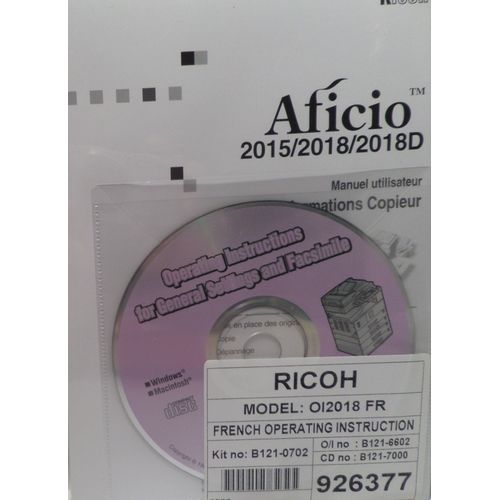 Aficio 012018 - Manuel D'Utilisation Copieur Ricoh