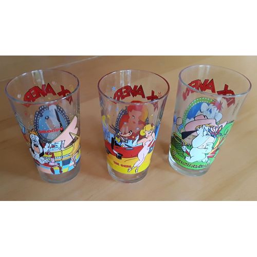 Lot De 3 Verres Tex Avery : The Girl, La Chasse Aux Papillons, Et Droppy