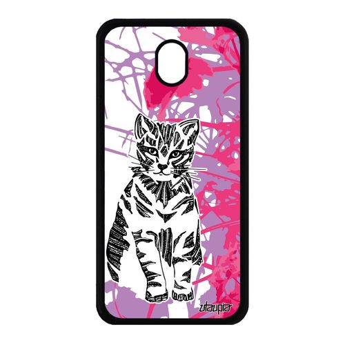 Coque Samsung J7 2017 Pro Silicone Chat Fille Rose Graphique Tigré Rigide Samsung Galaxy J7 2017 Galaxy J7 Pro 2017