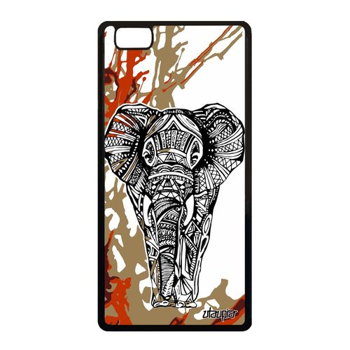 Coque Elephant Huawei P8 Lite 2015 Silicone Ethnique D'afrique Dessin Marron Art