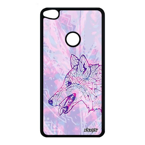 Coque P8/P9 Lite 2017 Silicone Loup Animaux Rigide Violet Dessin Azteque Huawei P8 Lite 2017 P9 Lite 2017