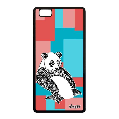 Coque Panda Pour Huawei P8 Lite 2015 Silicone Graphique Azteque Cube Rose Etui A