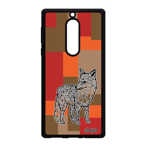 Coque Silicone Nokia 5 Renard Souple Geometrique Dessin Animaux Cube Etui Marron