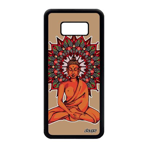 Coque Bouddha Samsung Galaxy S8 Plus Silicone Nepal Portable D'or Pochoir Femme