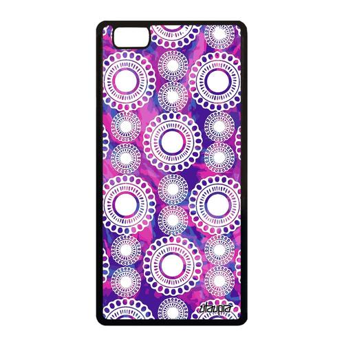 Coque Silicone Huawei P8 Lite 2015 Motif Floral Violet Ethnique Indienne Dessin