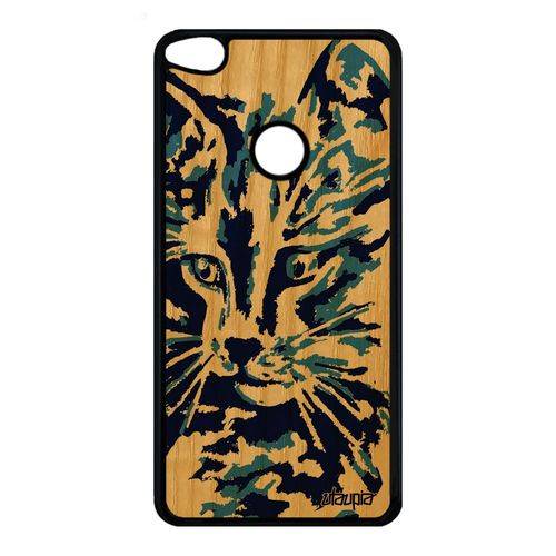 Coque Silicone Pour Huawei P8/P9 Lite 2017 En Bois Chat De Protection Mignon Art