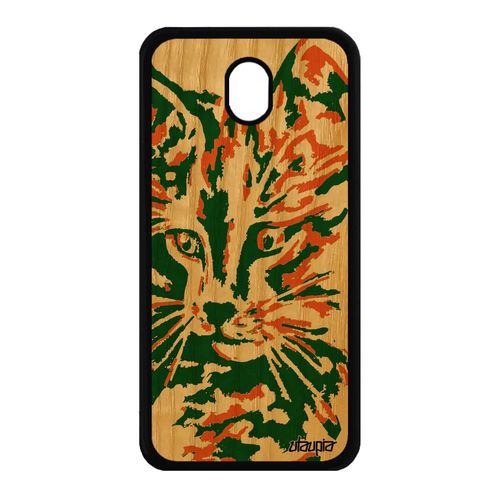 Coque Silicone Samsung Galaxy J7 2017 Pro En Bois Chat Vert Dessin Colore Mignon