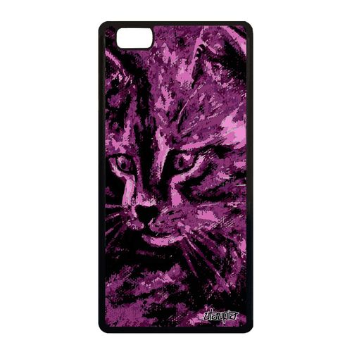 Coque Pour Huawei P8 Lite 2015 Silicone Chat Felin Portable Moustache Rose Petit
