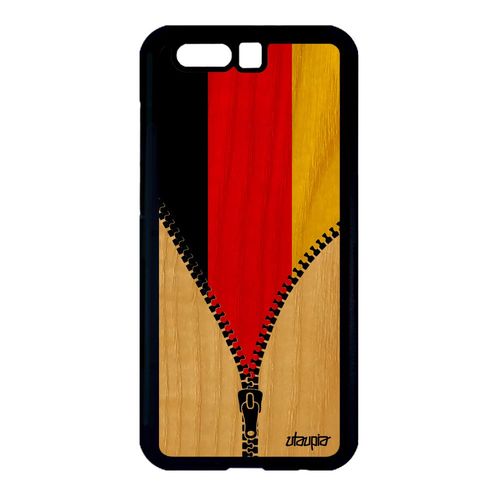 Coque Honor 9 En Bois Silicone Drapeau Allemagne Allemand Football Basket Foot A