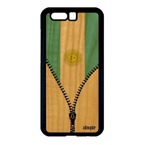 Coque Bois Naturel Honor 9 Silicone Drapeau Argentine Argentin Basket Cover Foot