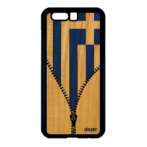 Coque Bois Honor 9 Silicone Drapeau Grece Grec De Protection Souple Portable Jo
