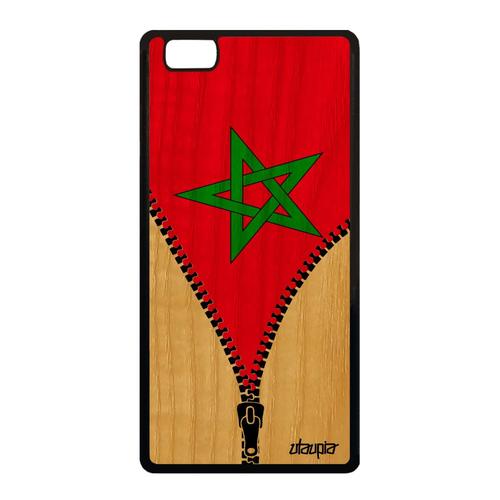 Coque Pour P8 Lite 2015 En Bois Silicone Drapeau Maroc Marocain Foot Jo A Huawei P8 Lite 2015