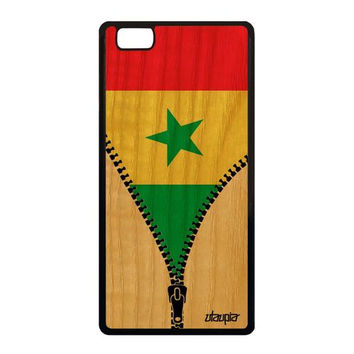 Coque Pour P8 Lite 2015 Bois Silicone Drapeau Senegal Senegalais Foot Jo Huawei P8 Lite 2015