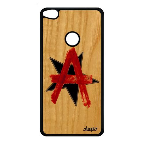 Coque Huawei P8/P9 Lite 2017 En Bois Silicone Anarchie De Protection Etoile Noir
