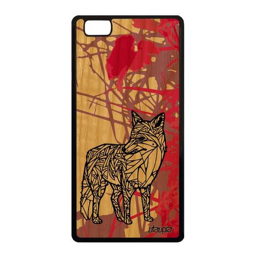 Coque P8 Lite 2015 Bois Silicone Renard Coloré Nature Etui Rose Ethnique Huawei P8 Lite 2015